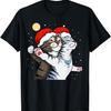 Cat Santa Hat Meme Christmas Pajama Funny Kitten Kitty X-Mas T-Shirt for Men Women Kids