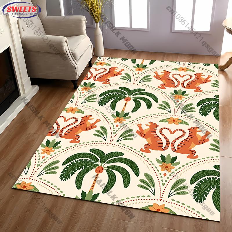 1PC Belize Leopard Theme Printed Carpet for Living Room Bedroom, Sofa Rugs,Balcony Door Non-slip Decorative Mat Holiday Gifts