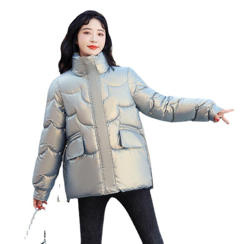Winter New PU Glossy  Clothes Women's Short Thickened Student Women's Clothes  Jacket Bread Clothes