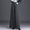 Women's High Waist Wide Leg Pants Straight Leg Pants Elegant Commuter Style Thick Woolen Fabric Pocket Design Winter Casual Long Trousers