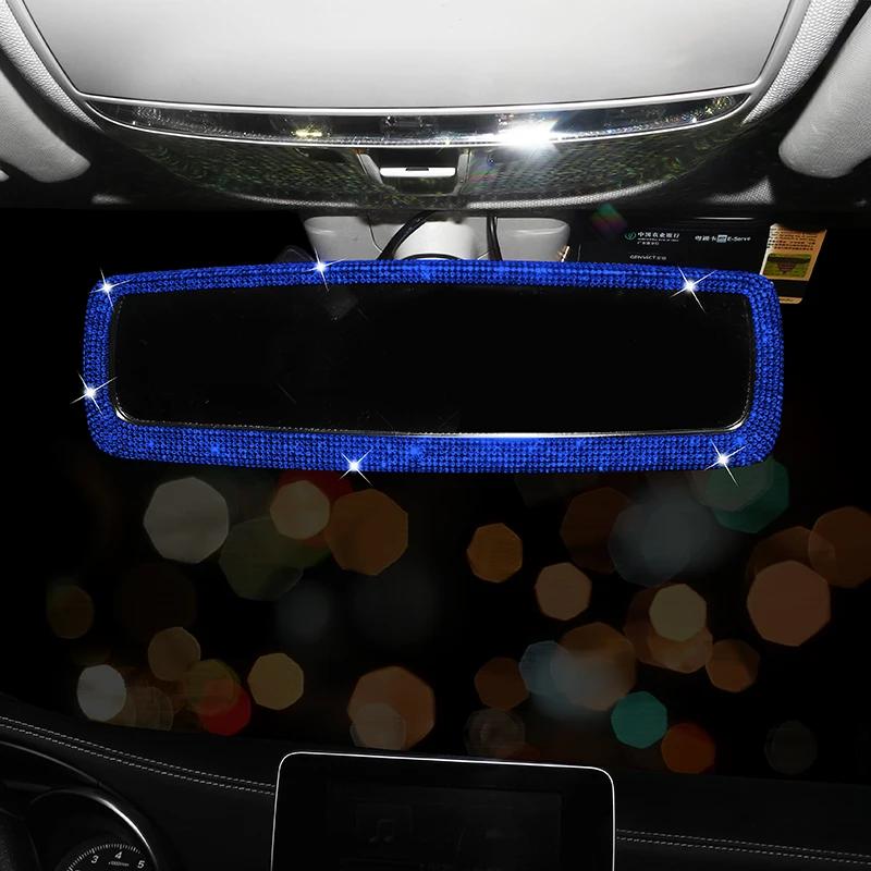 Shiny Diamond Crystal Car Interior Rearview Mirror Glitter Rhinestone Auto Rear View HD Mirror Bling Car Accessories for Women