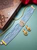 Gold-Plated Lavender Stone-Studded & Beaded Handcrafted Jewellery Set