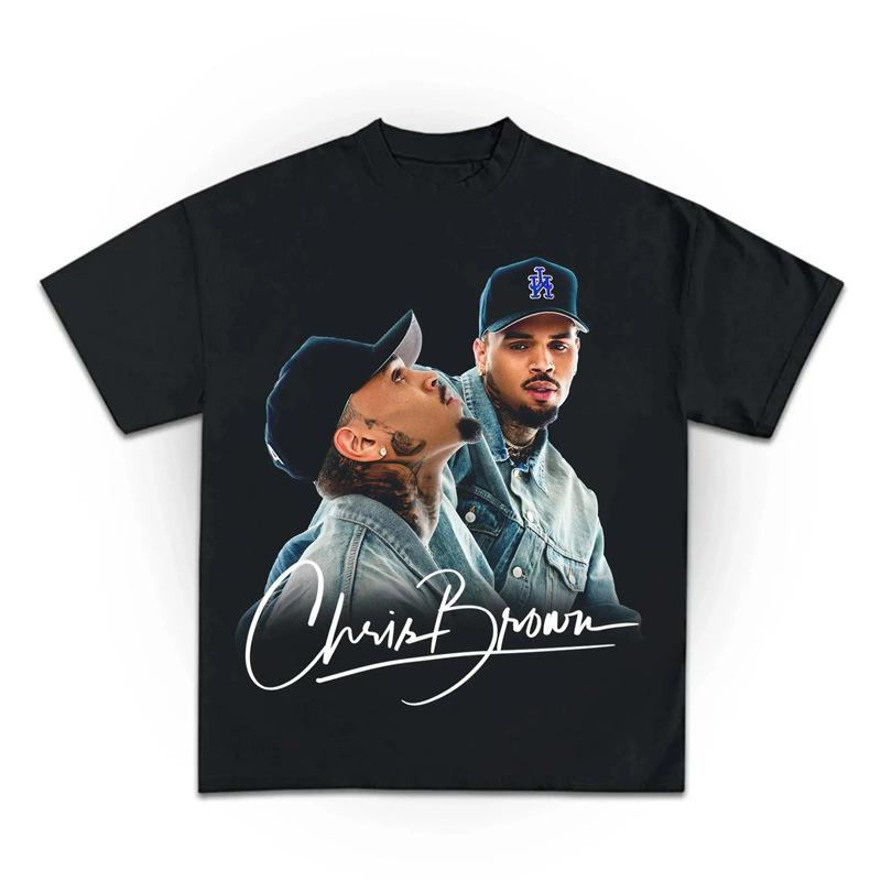 Hip Pop Chris Brown Breezy Bowl XX Concert Tour Cotton TShirt Vintage Short Sleeve Round Neck Print Casual Style for Women Men