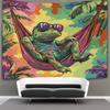 [Colorful Expression] Vibrant Frog In Fashion Glasses Tropical Leaf Hammock Wall Tapestry - Colorful Animal Decor for Bedroom, L