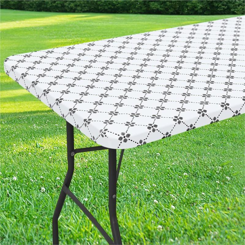 Homaxy Rectangle Vinyl Table Cloth Elastic Fitted Tablecloth With Flannel Backing Waterproof Plastic Table Cover Camp Tablecloth