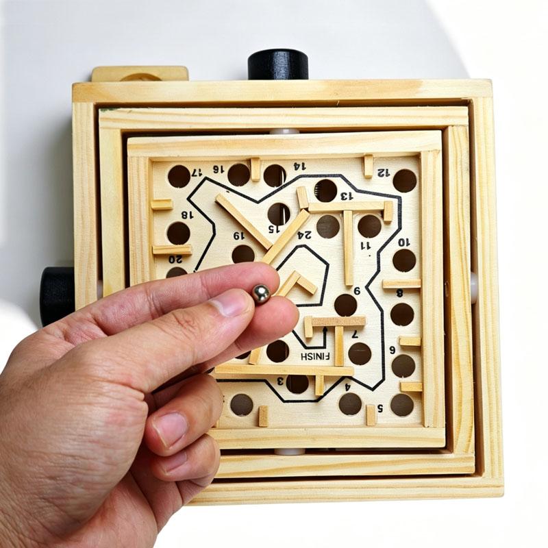 Wooden Labyrinth Marble Maze Brain Teaser Puzzles Box Focus Patience Hand Eye Coordination Educational Toys Gifts For Kids Adult