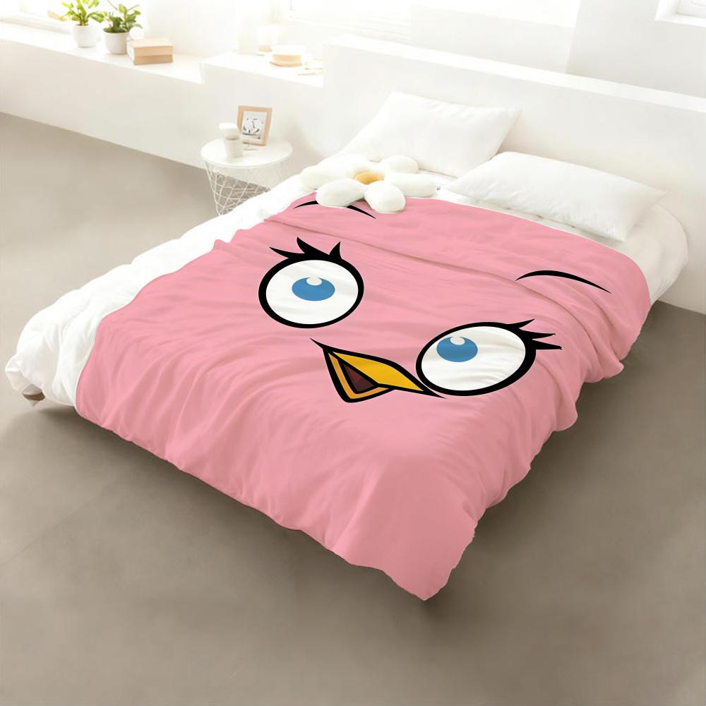Playful Angry Birds Game Throw Cozy Soft Flannel Throw Lightweight Skin-Friendly for Sofa Bed Office & Travel