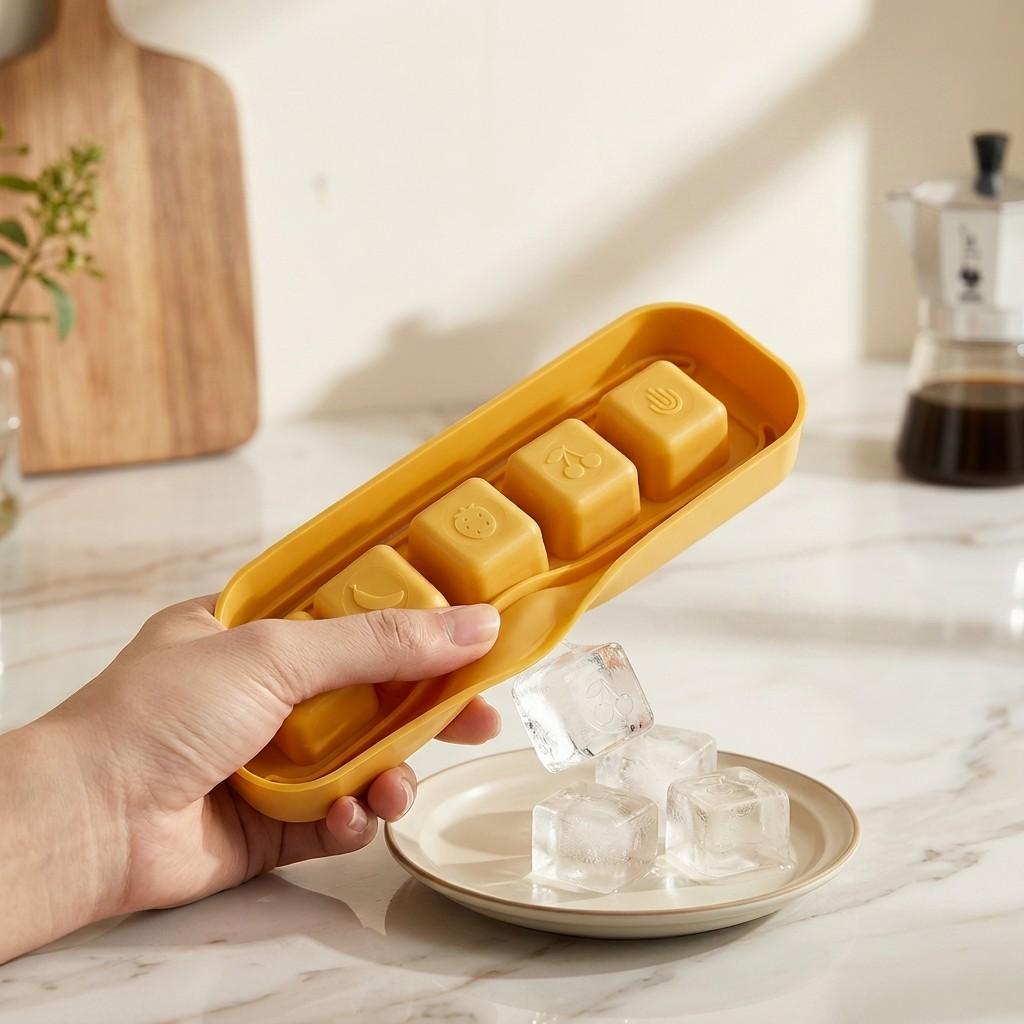 5 Grids Reusable Plastic Square Ice Cube Tray with Lid Whisky Cocktail Ice Mold Refrigerator Ice Cube Maker Kitchen Bar Tools