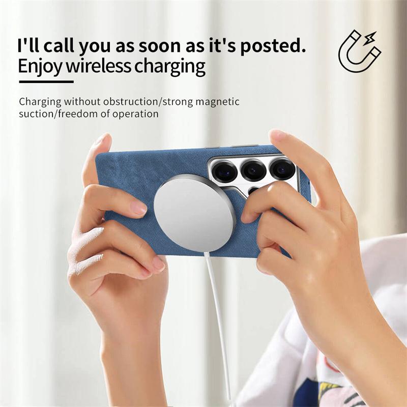 Luxury Microfiber Magnetic Wireless Charging Phone Case For Samsung Galaxy S24 S25 S26 Ultra For Magsafe Metal Camera Lens Cover