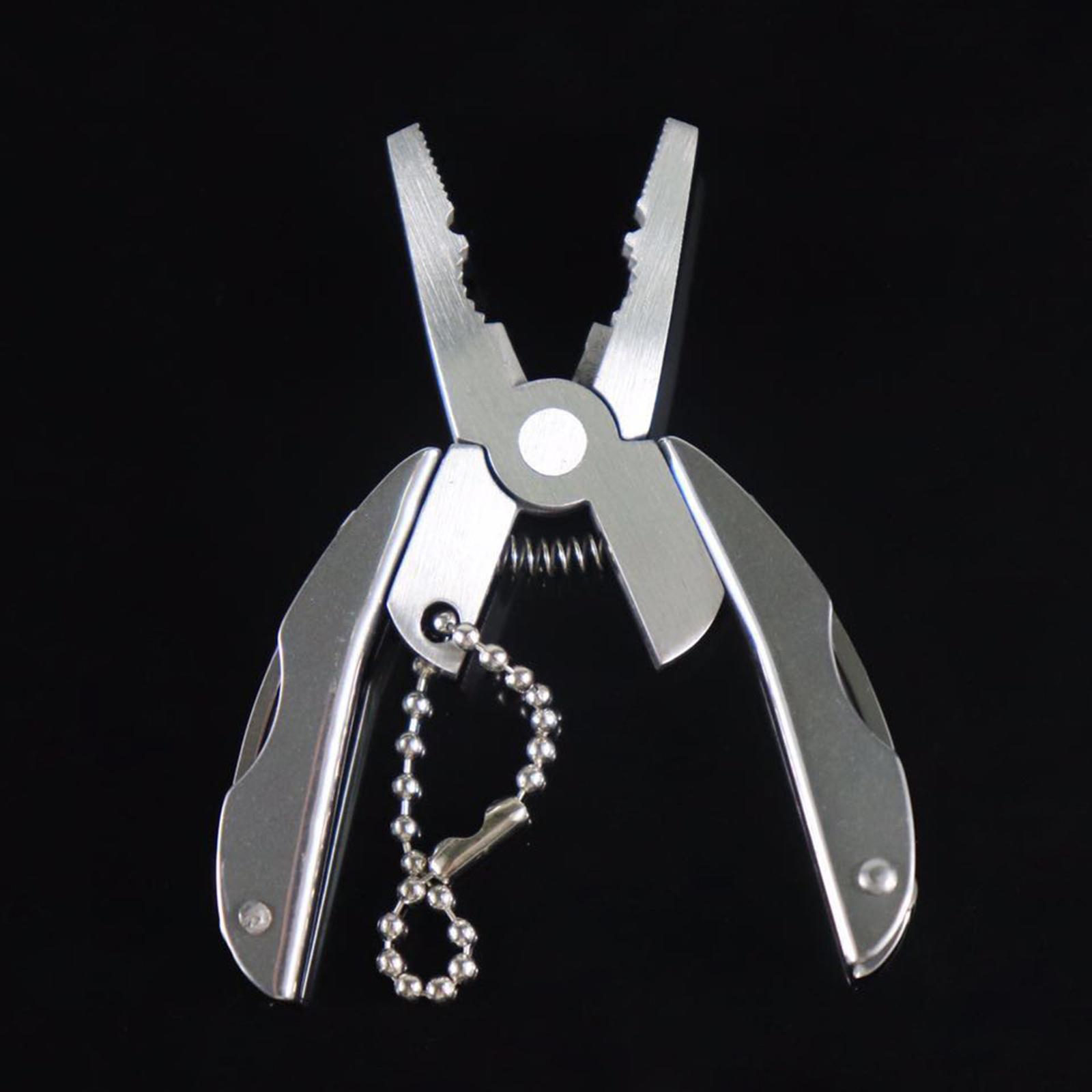Mini Multi-Purpose Folding Pliers Compact 5-in-1 Multipurpose Pliers & Knife Set for Outdoors Camping Hiking Fishing 6.1X3X0.65CM
