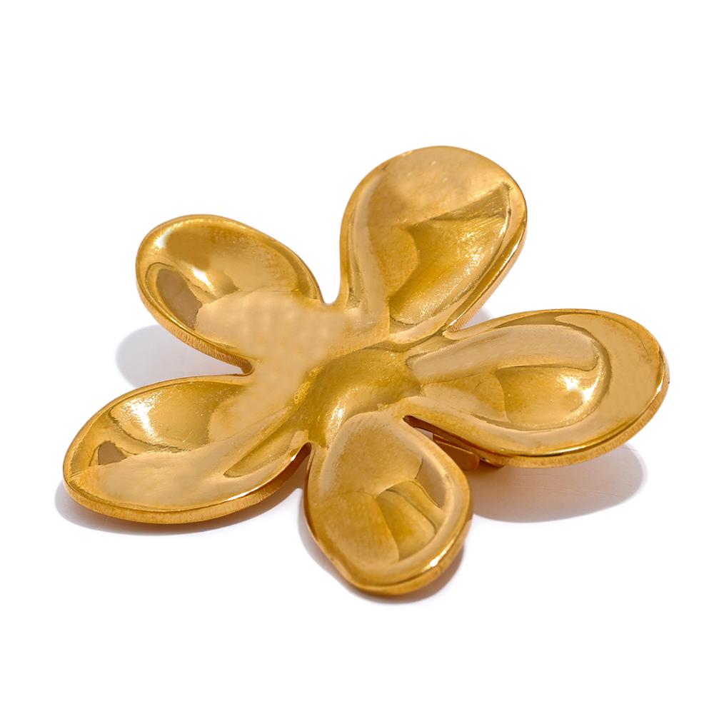Yhpup Wholesale Stainless Steel Flower Metal Brooches Gold Silver Color Waterproof Real Gold Plated Fashion Jewelry for Women