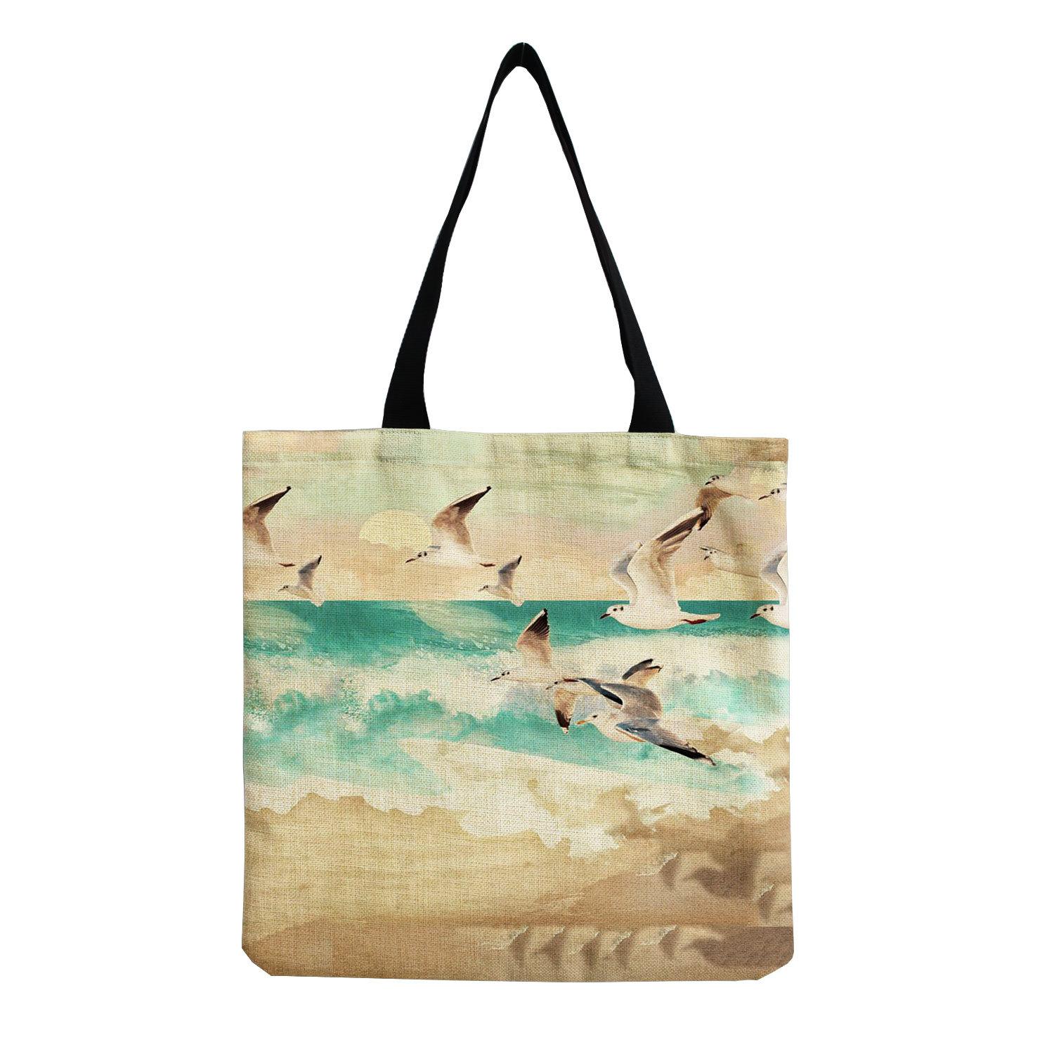 

Women Vintage Linen Tote Bag - Large Capacity Print Shoulder Handbag for Casual & Grocery Shopping KTB hm2160