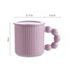 Pearl Ball Handle Porcelain Mug with Lid Macaron Color Coffee Cup Cute Office Tea Cup Home Couple Water Cup