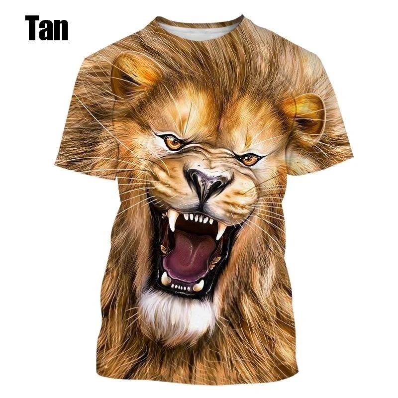 New Fashion Summer Men's 3D Printed Pattern Lion Design Top Men's Leisure Harajuku Plus Size Short sleeved T-shirt