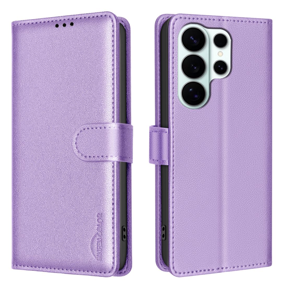 

For Samsung Galaxy S26 Ultra Leather Case BINFEN COLOR BF32 Wallet RFID Blocking Phone Cover