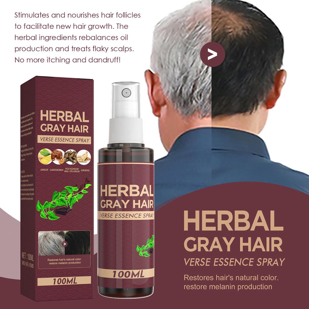 100ml Haarverdunklungsspray Gegen graues Haar Kräuterserum Haare schwarz färben Reduziert graues Haar Kopfhautpflege-Spray