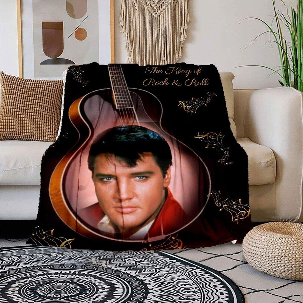 

Elvis Presley Guitar Print Poster - King of Rock & RollBlanket Flannel Throw Blanket for Sofa, Bed, Travel, Camping, Office, Couch, Chair, A 150x180cm
