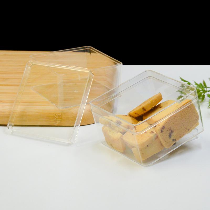 Transparente starre Kunststoff-PS-Material Mousse-Kuchenbox Tiramisu-Behälter Sushi-Dessert Lebensmittelaufbewahrung Kekse Süßigkeiten Verpackungsbox