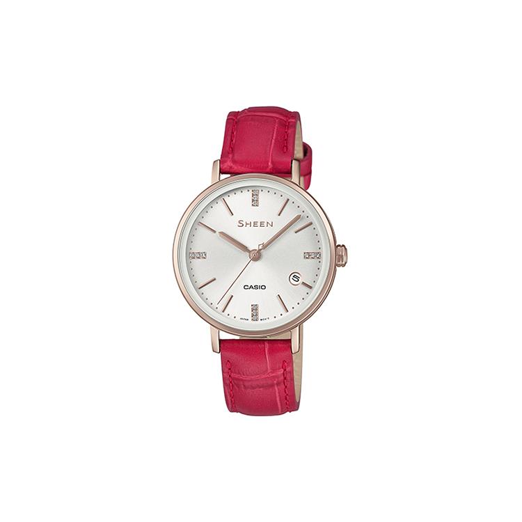 

CASIO Women s SHEEN White Watch SHE-4048CGL-7AUPRD Red Strap