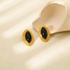 18K Gold Plated Black and Red Horse Eye Resin Stainless Steel Stud Earrings