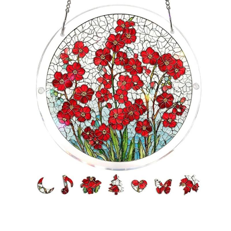 Puzzle Sun Catcher Stained Glass Window Hangings Acrylic Suncatchers Decors for Home Garden Ornament Housewarmings Gift