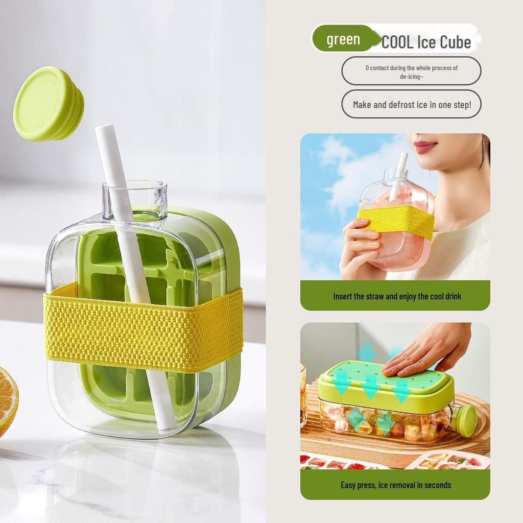Trendy Ice Cube Tray: Zero-Contact Removal, Outdoor Straw Cup & Fitness Curling Pot