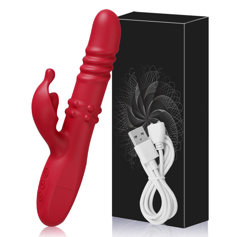 Powerful Rabbit Vibrator For Women G Spot Telescopic Rotating Clitoris Vagina Stimulator Female Masturbator For Adult Sexy Toys