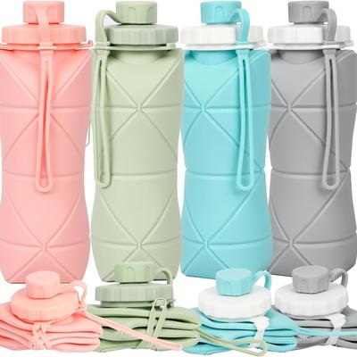 Copo de silicone portátil para exercícios ao ar livre de grande capacidade com diamante para água, resistente a altas temperaturas, copo dobrável retrátil de qualidade alimentar