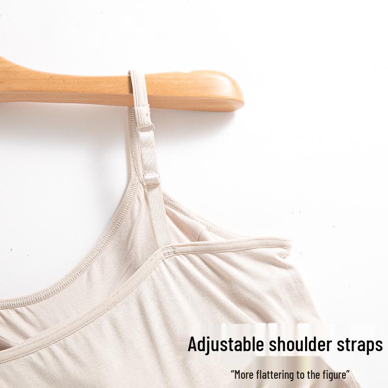 Women's Summer Modal Camisole with Built-In Bra Pads - Versatile One-Piece Base Layer and Anti-Exposure Pajamas