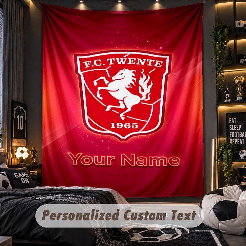 Wandteppich FC Twente Benutzerdefinierter Name Text Personalisierter Wandbehang Teppich Heimwanddekoration