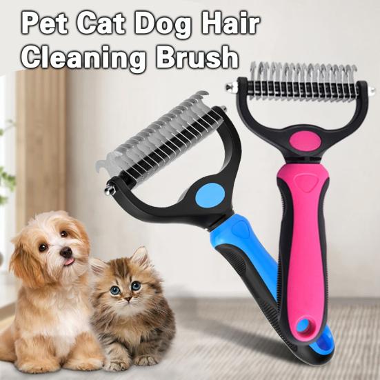 Pet Detangling Rake with Comb Double-Sided Undercoat Rake Cat Dematting Brush Deshedding Brush Removes