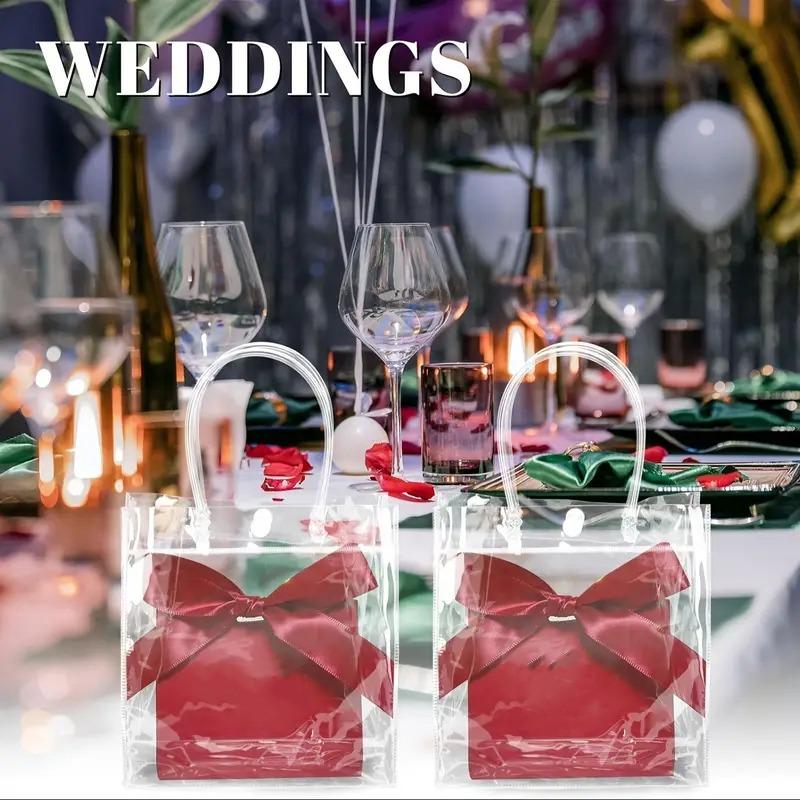 5/10/20PCS Transparent PVC Gift Bags Christmas Wedding Birthday Party Anniversaries Flowers Gifts Handheld Packaging Bags