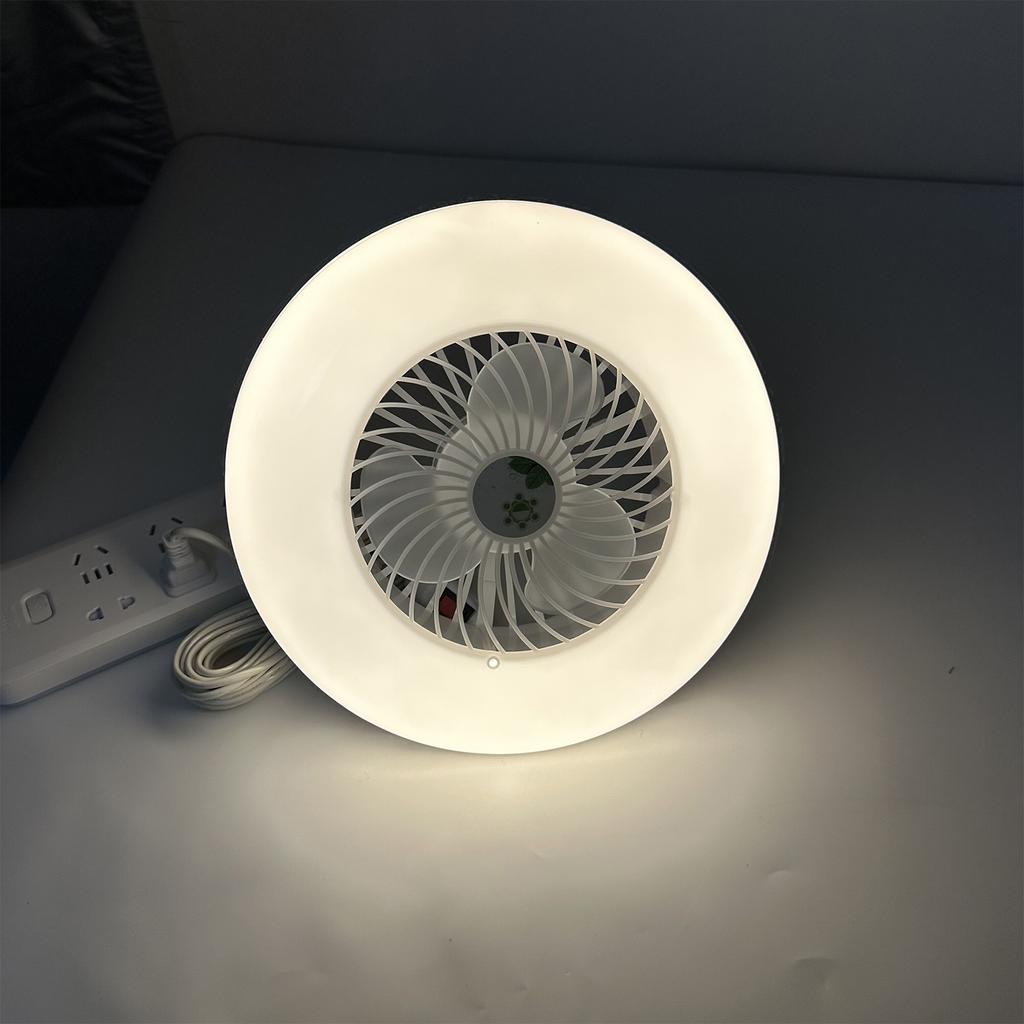 Mini LED Ceiling Fan with Light E27 Lamp Head 3-Blade Modern Fan Lamp Wide-voltage for Home Dormitory Office