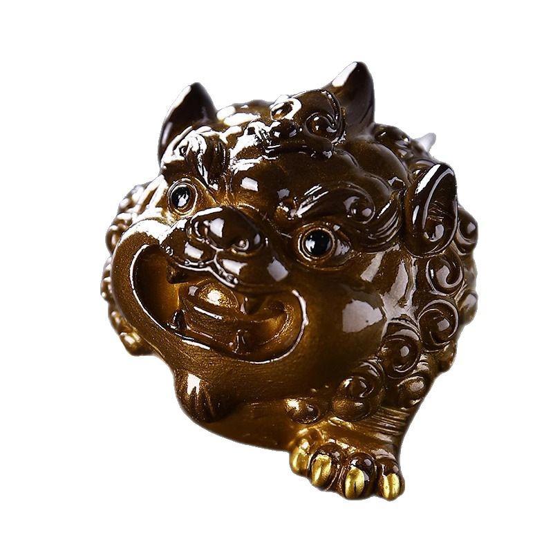 Auspicious Pixiu Color-Changing Tea Pet Ornament for Wealth, Kung Fu Tea Set Accessory, Tea Tray/Table Decoration, Nourishable with Water.