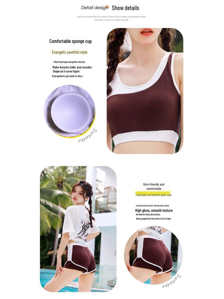 Women's Three-Piece Bikini: Loose, Long, Conservative Style for Teens, Featuring Belly Coverage and Slimming Effect, Perfect for Hot Springs.