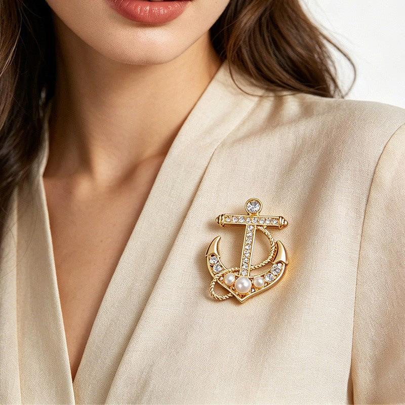 2025 Autumn Unisex Zinc Electroplated Anchor U-shaped Brooch Trend Unisex Light Luxury Jewelry
