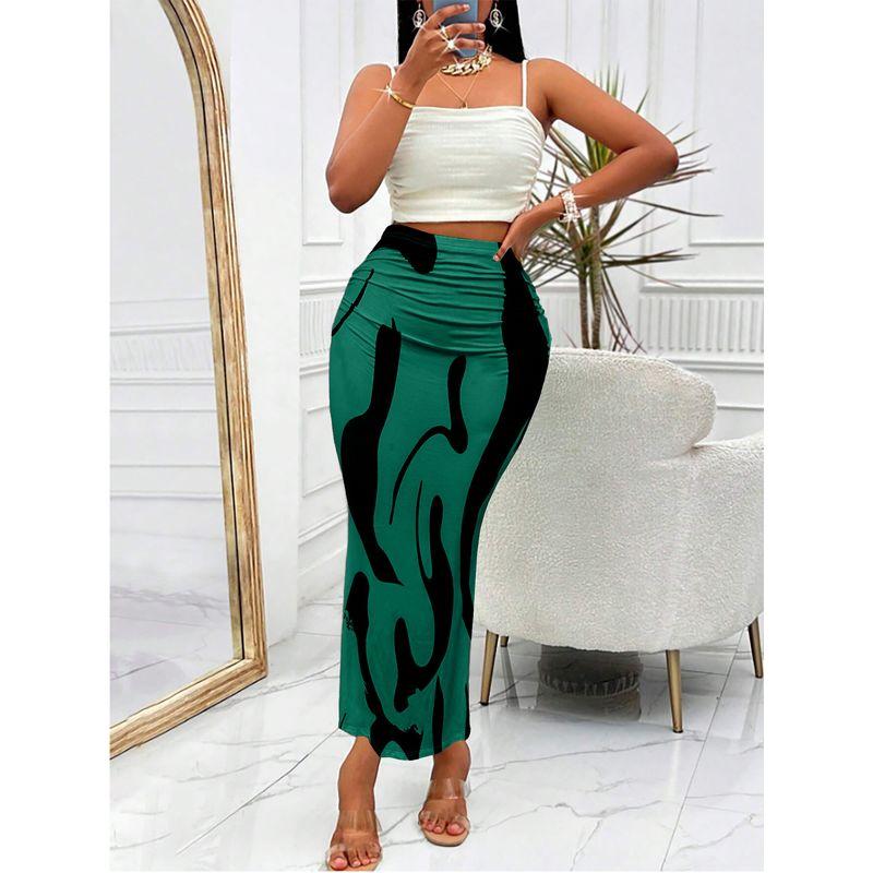 

Zebra Striped High Waisted Fish Tail Skirt Zebra Stripe High Waist Mermaid Dress Malachite green S