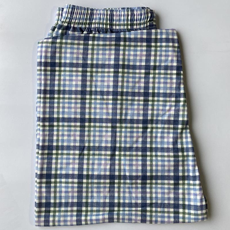 

Мужская большая хлопковая пижама с клетчатым и полосатым дизайном, свободного кроя и с эластичной талией Waist size 2 feet 1-3 feet 4