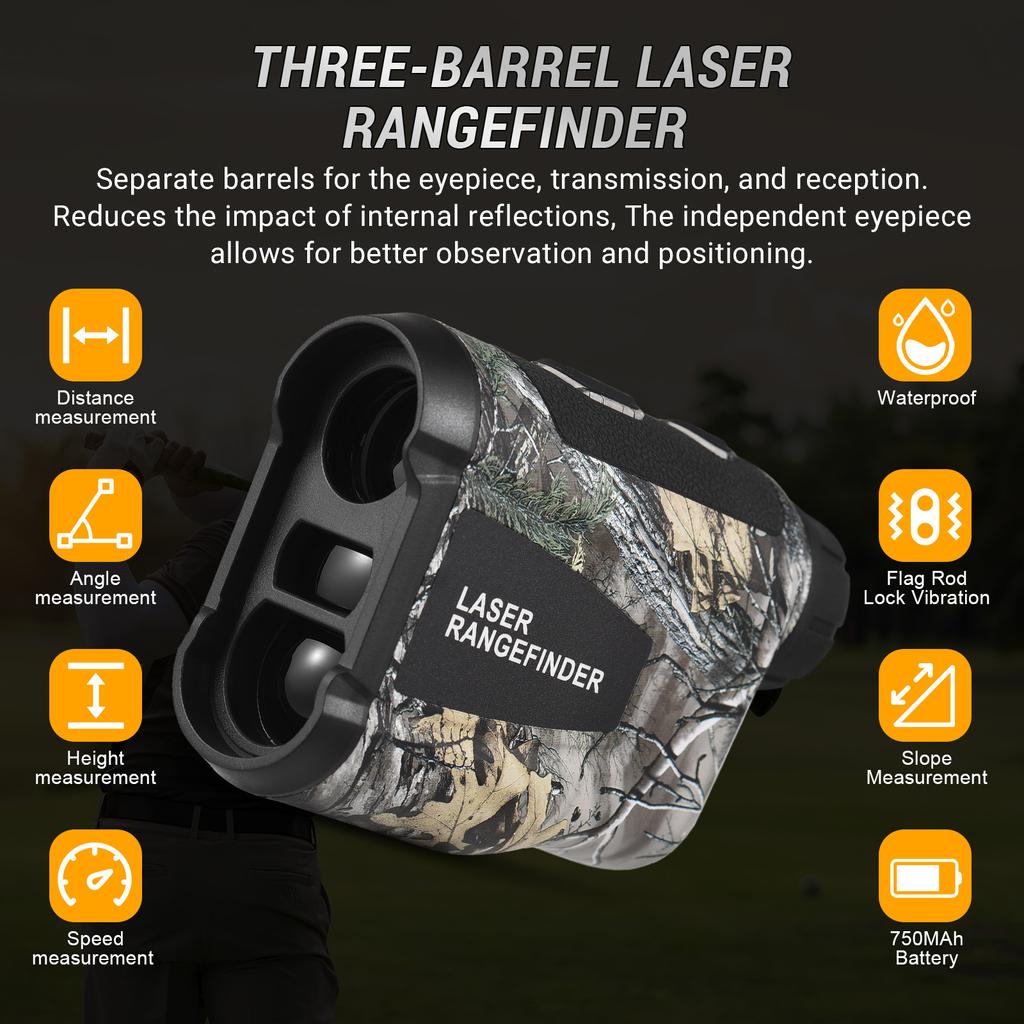 Golf-afstandsmeter met hellinghoekmeting, hoogte- en snelheidsfunctie, vlaggenmastvergrendeling, trillingsfunctie