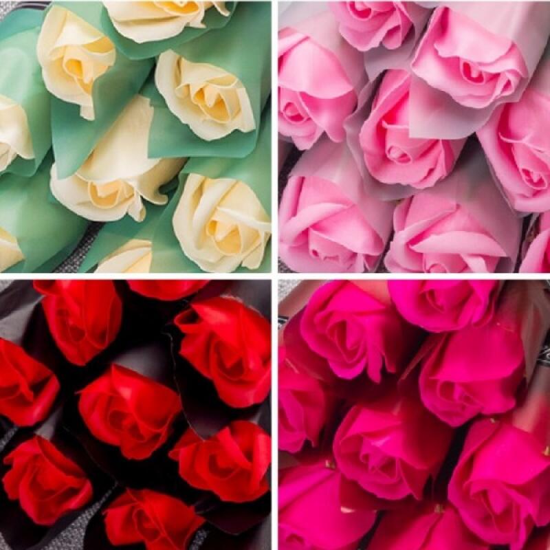 A bouquet of 10 soap roses One Rose (Bunch of 10) Pink