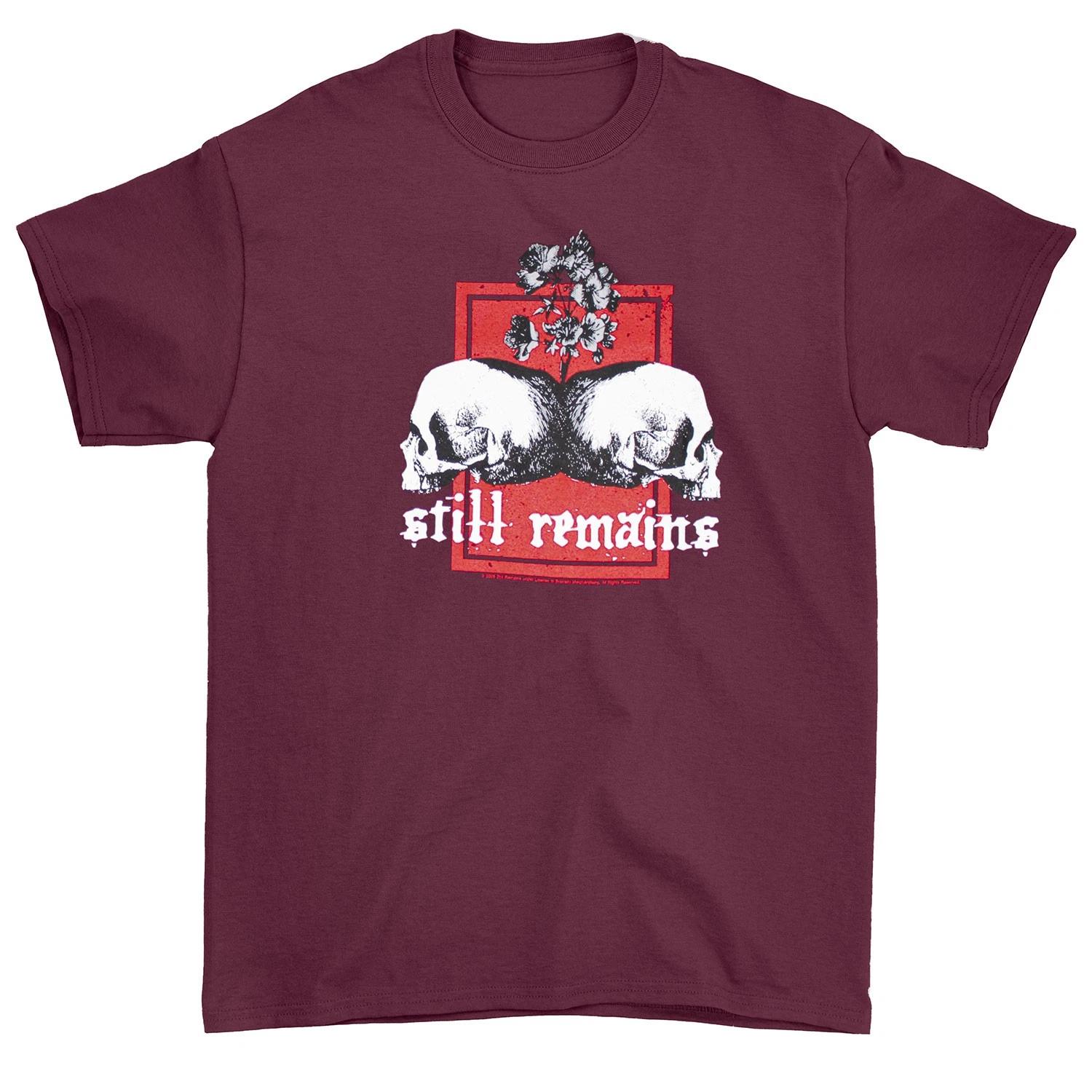 Men s Still Remains Dual Skull Maroon T-shirt Large Grey S