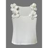 New 3D Floral Elegant Spring/summer Knitted Vest Solid Color Slim Fit Shirts Sweet Tank Tops Casual Simple Sleeveless Blouse