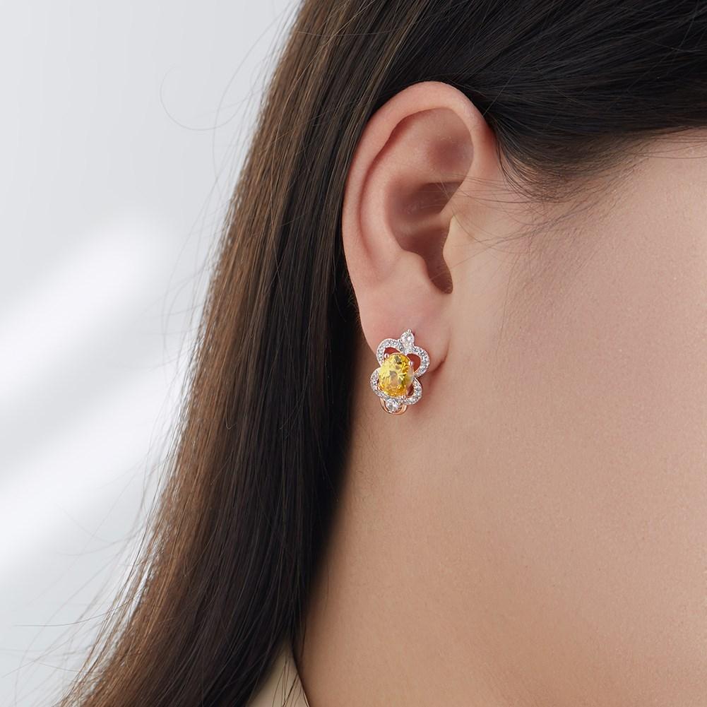 Rose Gold Color Inlaid Pale Robin Egg Blue Color Artificial Zircon Women's Earrings