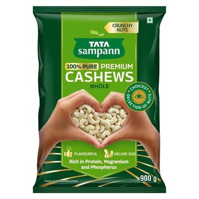 TATA Sampann Pure Cashews Whole, Kaju, 900g, Nutritious & Delicious, Premium Kaju Nuts, Rich In Protein, Magnesium