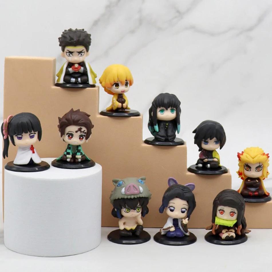 Anime Demon Slayer Figure Nezuko Tanjirou Zenitsu Inosuke Kyoujurou Giyuu Kawaii Qposket PVC Model Toys Gift 15 Style