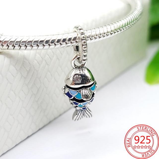 Real 100% 925 Sterling Silver Colorful Rainbow Pendant & Dream Catcher Heart Charm Fit Fashion 3mm Bracelet Romantic Gift