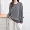 Plus Size Women Long Sleeve Knit Cardigan Sweater With Heart Button