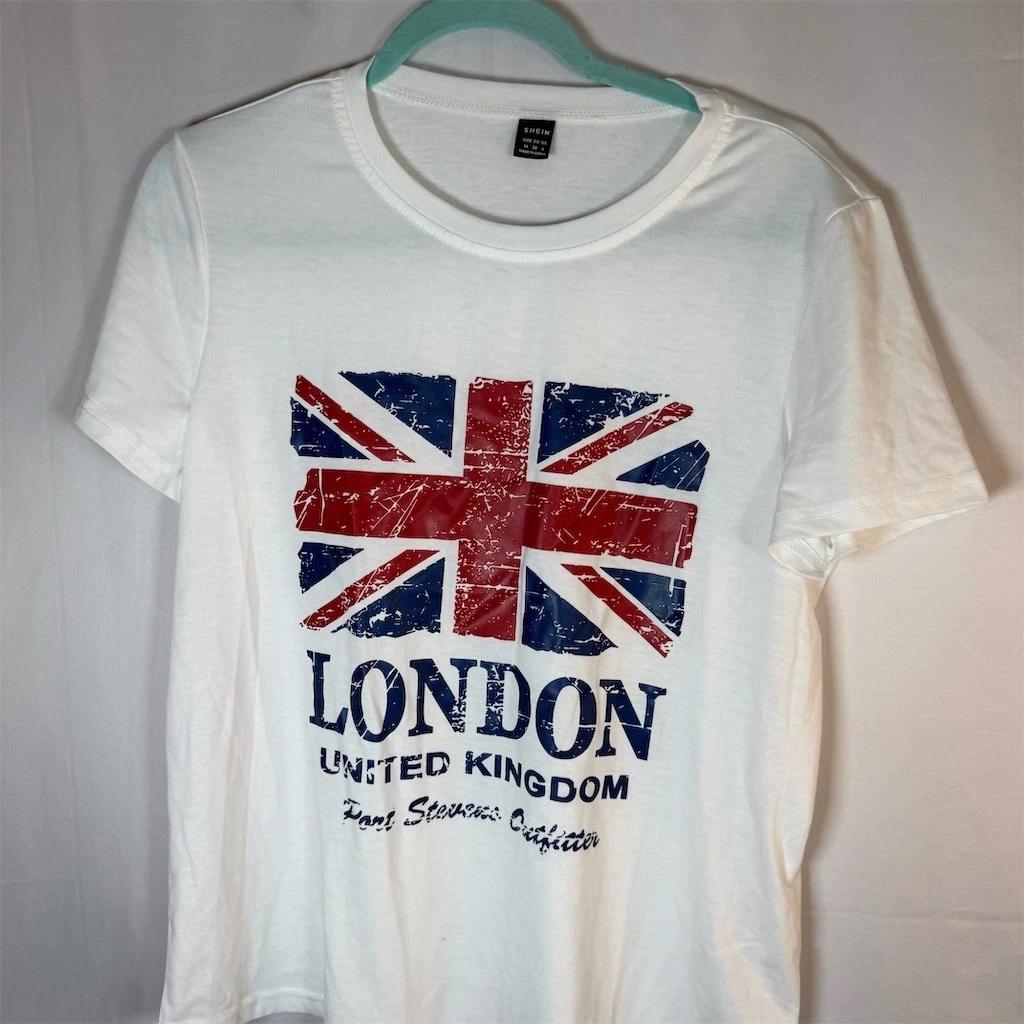 

SHEIN T-Shirt Womens Size M White London United Kingdom Union Jack S