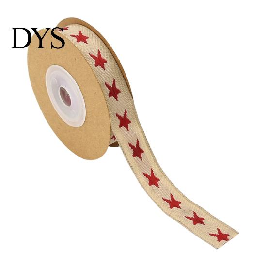 Christmas Gift Wrapping Ribbon Packaging Ribbon, Cotton And Faux Linen Decorative Fabric Roll for Holiday Red Beige Xmas Printed Wrapping, Floral