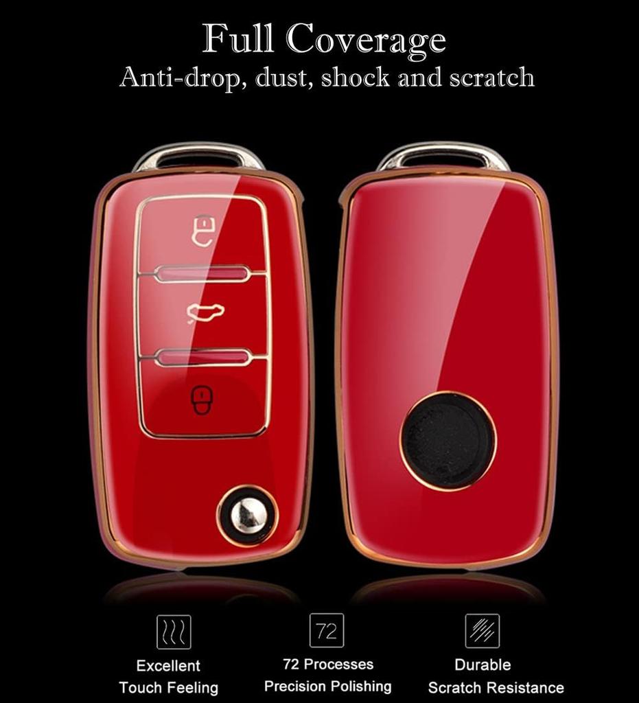 Volkswagen Schlüsselanhänger-Abdeckung, hochwertiger weicher TPU 360 Grad Schutz Schlüsselanhänger-Abdeckung Volkswagen Jetta Golf Polo MK6 Passat Tiguan Schlüsselanhänger